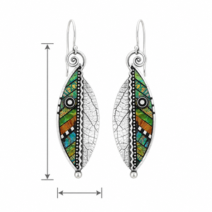 Orecchini e Collana Creativi a Forma di Foglia Dentellata Colorata, Gioielli Vintage da Donna per Uso Quotidiano e Regalo - Product Image 2