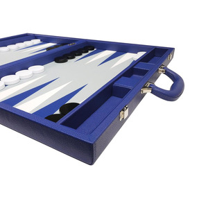 Backgammon professionnel <span class=keywords><strong>de</strong></span> luxe en cuir <span class=keywords><strong>de</strong></span> qualité supérieure <span class=keywords><strong>de</strong></span> 19 pouces marron et bleu <span class=keywords><strong>de</strong></span> haute qualité - Product Image 5