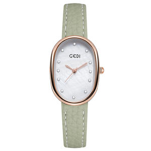 Niche reloj de mujer simple y elegante reloj de pulsera de cuarzo ovalado estilo diario con correa de cuero - Product Image 4