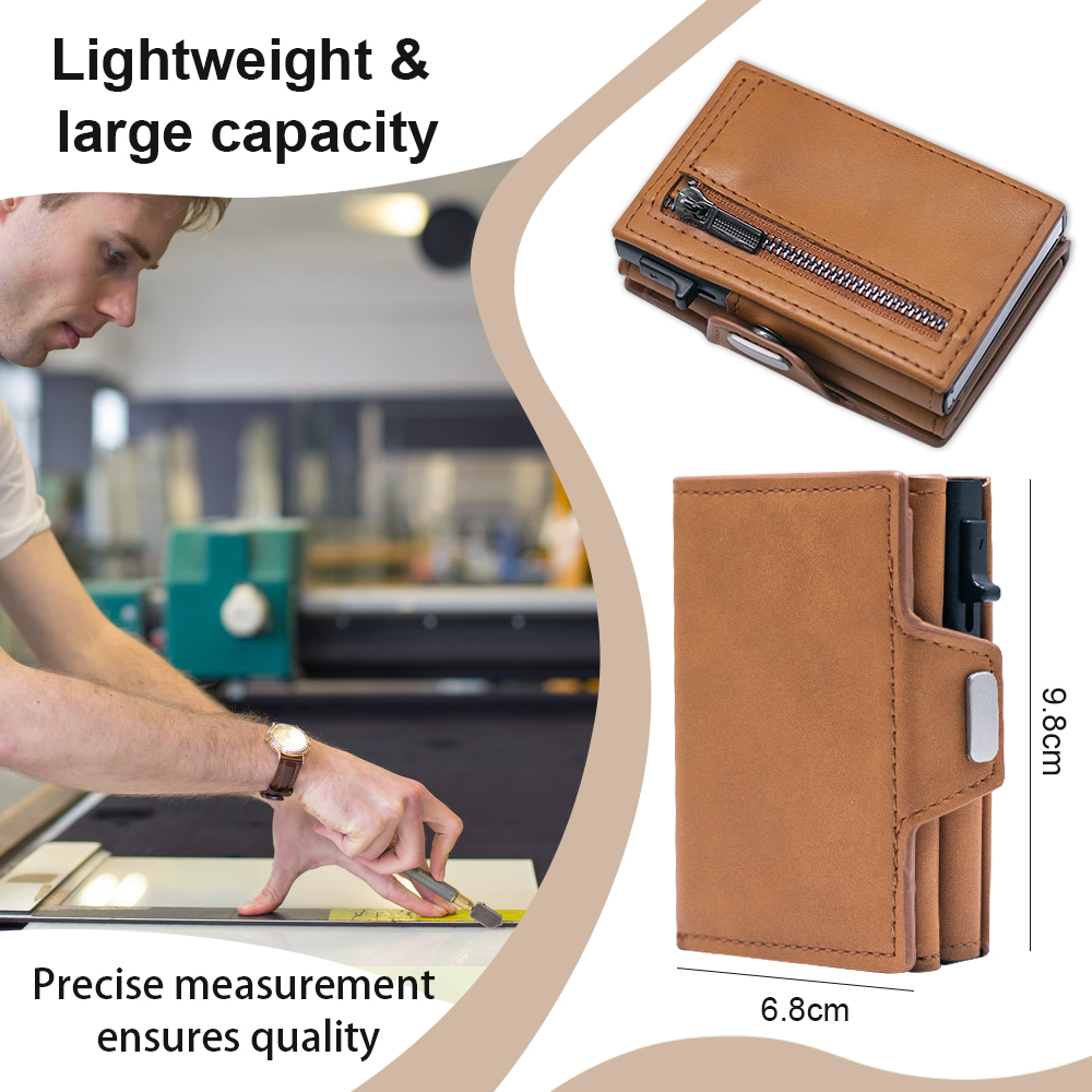 Men's Luxury PU Leather Zipper Wallet – Card Organizer & Coin Pocket - View 2