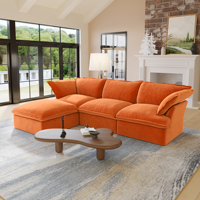 Canapé modulaire sectionnel orange VOXHOME, meubles de salon modernes, en stock dans l'entrepôt américain, livraison directe