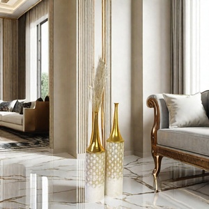 <span class=keywords><strong>Grand</strong></span> <span class=keywords><strong>Vase</strong></span> de Sol Lander en Métal Style Ferme, Décoratif Or Haut Rustique, pour Fleurs dans le Salon - Product Image 2