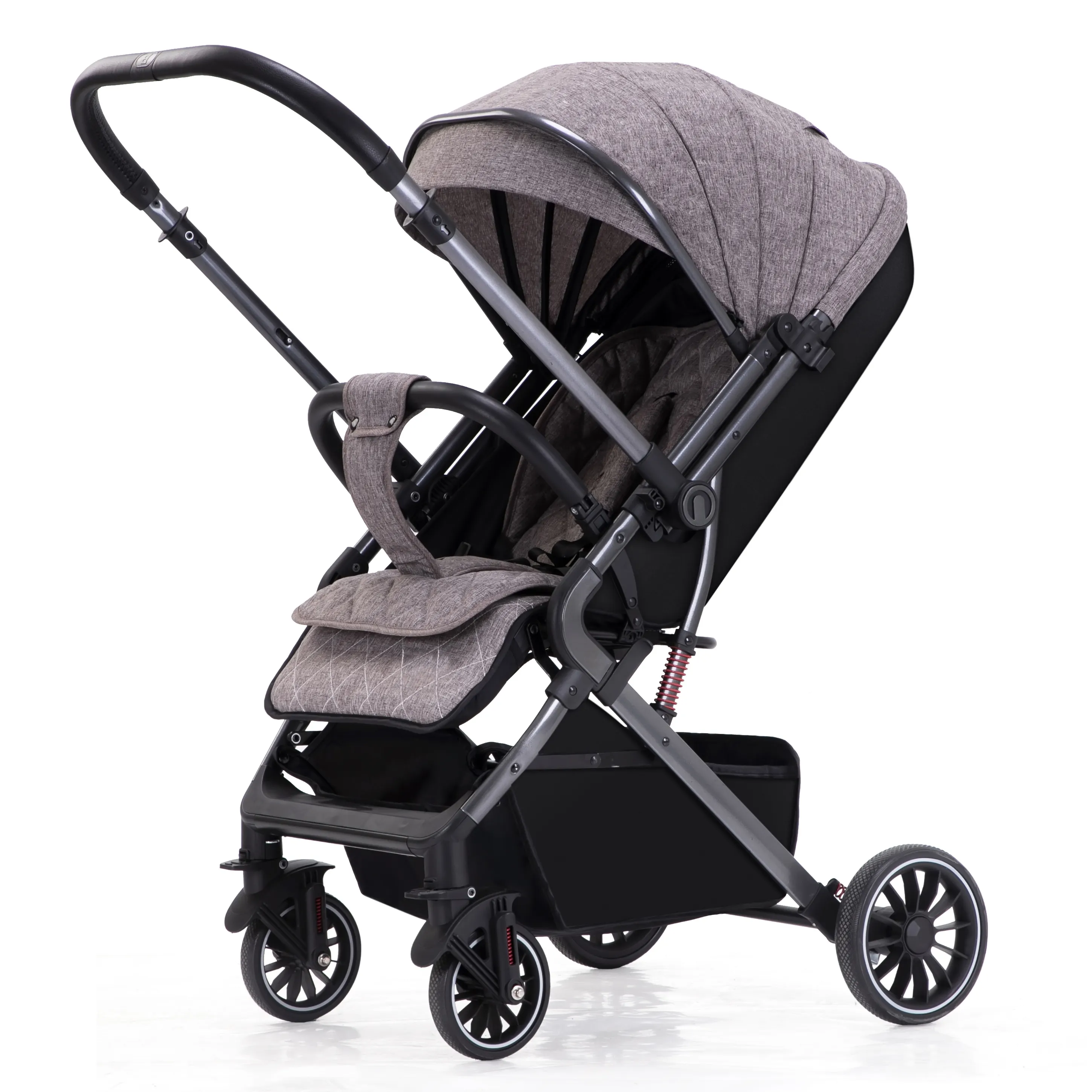 2024 Aluminium Opvouwbare Baby Drie Wielen Kinderwagen En Baby Autostoel