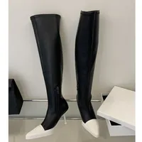 Bottes longues pour femme, style punk sexy, à talons hauts fins, bout pointu, au-dessus du genou, antidérapantes, design multicolore, avec fermeture éclair