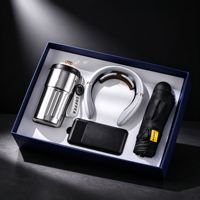 Ensemble cadeau d'entreprise personnalisé Anji Newell avec logo, tasse thermique en acier inoxydable, masseur pour le cou et batterie externe pour cadeaux de bureau de luxe