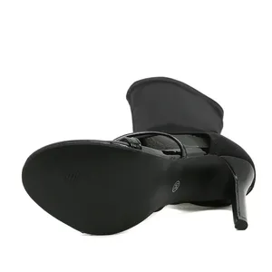 Botas Sexy de Primavera e Outono com Salto Alto para Mulheres, Sandálias de Moda com Bico Aberto e Tira no Tornozelo, Super Altas de 8CM em Borracha - Product Image 4