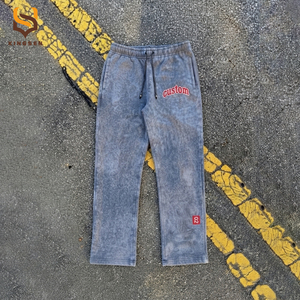 Custom Logo Winter Men Unisex Printed Tracksuit Jogger Set Vintage <b>Full</b> <b>Zip</b> <b>Hoodie</b> Acid Wash 100% Cotton 500g Tracksuits - Product Image 3