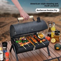 Barbecue portable en métal au charbon de bois avec structure en acier, poids 4,5 kg, design pliable pour utilisation en extérieur