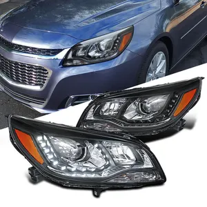 Auto Koplamp Gelden Voor Chevy Malibu 2013 2014 2015 Zwart Led Drl Strip Projector Koplampen Koplampen Lamp