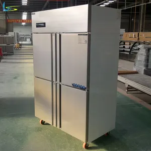 Refrigerador de acero inoxidable para cocina, refrigerador de doble puerta para restaurante, congelador profundo de pie, vertical de cocina comercial