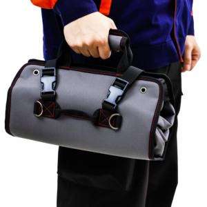 Sac à outils multi-poches avec 5 poches zippées, sac de rangement pour outils robuste et enroulable pour mécaniciens, électriciens et bricoleurs - Product Image 1