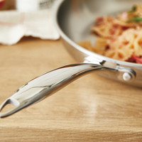 Poêle à frire en acier inoxydable sans produits chimiques avec poignée anti-chaleur, finition miroir, ustensile de cuisine professionnel durable