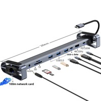 Station d'accueil USB-C 10 en 1 pour ordinateur portable, support de tablette 4K pour PD 100W, support universel pour ordinateur, support métallique pour MacBook