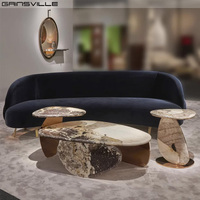 Gainsville Furniture Table d'appoint en acier inoxydable avec dessus en marbre et or pour le salon Meubles modernes de style luxueux