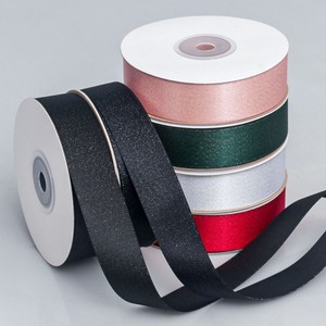 <span class=keywords><strong>Ruban</strong></span> tissé double face or/argent personnalisé scintillant 2,5/3,8 cm pour emballage cadeau de mariage et décoration de Noël - Product Image 1