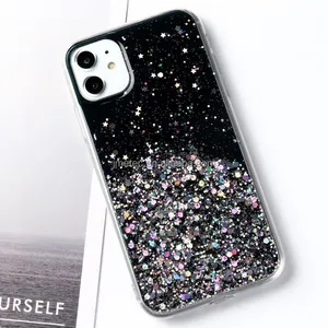 hot sale shockproof Soft Tpu Back Shell star shining Transparent Glitter Phone Case For Iphone 15 14 pro max