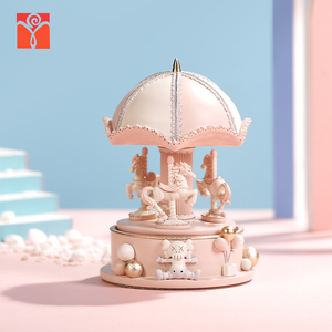 Custom Resin Tune Birthday Christmas Wedding Gifts Kaw s Musical Carousel Horse Decoration Music Box