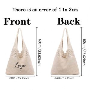 Sac à bandoulière portable en polyester tissé décontracté avec broderie personnalisée du nom, sac fourre-tout multi-saisons pour la plage et les voyages, idéal pour le shopping - Product Image 2