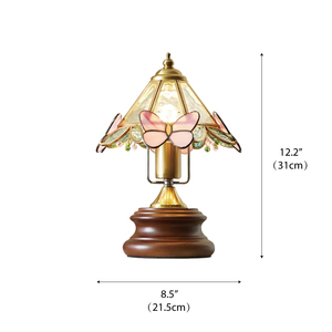 <span class=keywords><strong>Lampe</strong></span> de table Chambre à coucher Chevet Rétro Vintage <span class=keywords><strong>Art</strong></span> déco Bois Métal Vitrail LED Haute qualité Unique <span class=keywords><strong>Lampe</strong></span> de table Jenny Butterfly - Product Image 6