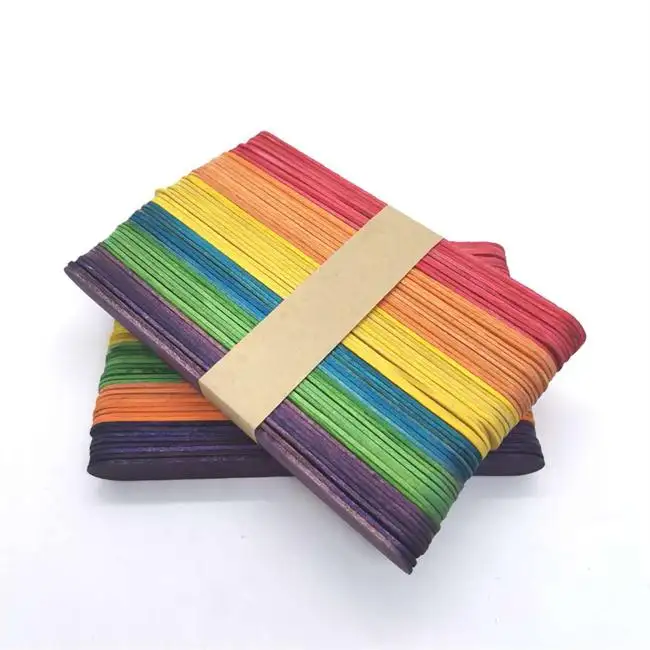 Kaixuan Diy Craft Printed Birch Wooden Popsicle Sticks For Kid Diy Use Colored Birch Wood Sticks