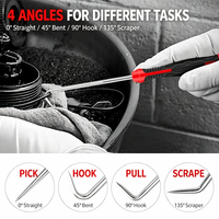 Kit de Herramientas para Extracción de Retenes de Aceite, Juego de Destornilladores con Gancho de Acero Inoxidable, 4 Piezas, Iluminación LED, Estuche Blando para Reparación de Anillos Tóricos de Automóviles
