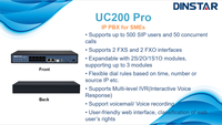 Central Telefónica IP UC200 Pro para Pequeñas y Medianas Empresas, con Capacidad para 60 Usuarios SIP y 15 Llamadas Simultáneas, 2 Interfaces FXS y 2 FXO