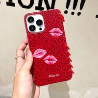 Venta caliente estampado de leopardo Kiss Mark Notebook estilo Flip Phone Case, adecuado para iPhone 12 16 Pro Max