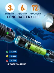 2000 Lumen Diving Light Type-C Rechargeable Diving Flashlight Suitable For Underwater Diving Adventures
