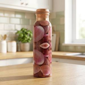 Modern Metal <b>Water</b> <b>Bottle</b> With <b>Pink</b> Shell Pattern Copper Lid Portable Design For Travel Use - Product Image 1