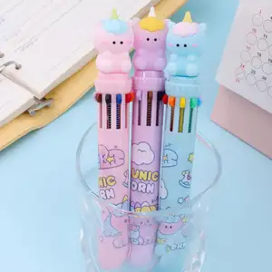 Bolígrafo de unicornio arcoíris personalizado, bolígrafos de 10 colores para niños, regalo, escuela, suministros de oficina, papelería