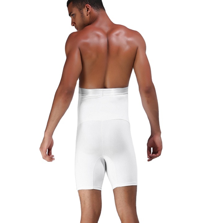 Men's High-Waist Tummy-Control Body Shaper (LJ-LI-126): side profile showing zones and edge stability