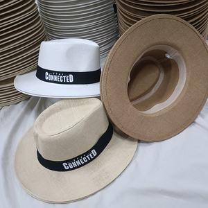 사용자 정의 인쇄 로고 리본 종이 밀짚 파나마 모자 여름 프로모션 선물 저렴한 비치 페도라 태양 모자 인쇄 로고 - Product Image 3