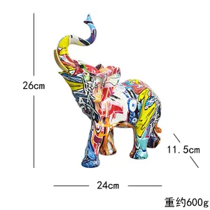 Schöne hochwertige Transfer druck Tierfiguren Statue Home Decoration in Harz Elefant