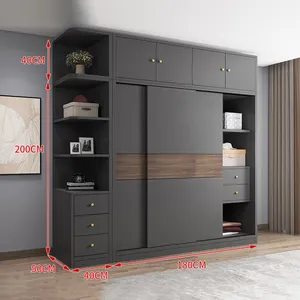 Small Family width 180cm Bedroom Furniture Children's Solid Wooden Simple Modern Economy Cabinet Wardrobe