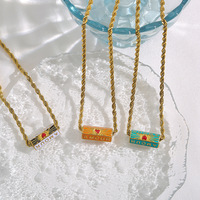 Collier pendentif en forme de cœur avec lettres d'amour pour les amoureux, chaîne torsadée en acier inoxydable, collier à gouttes d'huile, cadeaux de couple pour femmes