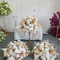 IFG grosir bola tengah meja bunga emas putih 60cm sutra bunga mewah untuk dekorasi pesta pernikahan