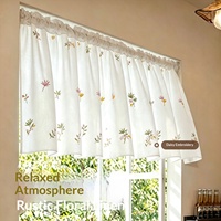 Voilage sans perçage, nouveau style, broderie marguerite fraîche, en polyester, occultant la vue, pour salons et balcons