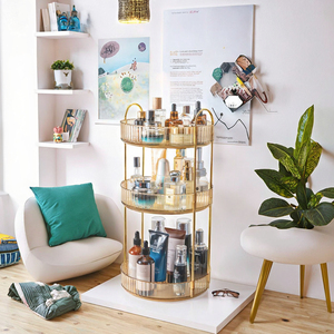 Organizador de maquillaje de belleza cosmética, caja de almacenamiento de cosméticos, estante de almacenamiento giratorio, organizador de tocador transparente - Product Image 1