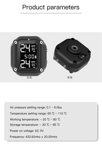 Xe máy xe đạp 2 bánh xe kỹ thuật số không dây thời gian thực giám sát áp suất lốp hệ thống xe máy bên ngoài/Cảm biến nội bộ <span class=keywords><strong>TPMS</strong></span> - Product Image 5