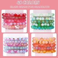 1700 pièces de perles en verre de 8 mm, 48 couleurs, jolies perles en verre scintillantes, kits de fabrication de bijoux DIY, bracelets pour adultes et enfants, jouets de fabrication de bijoux