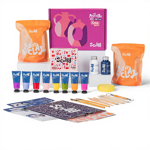 Sculpd Original Pottery Kit Air Dry Clay Includes Sculpting Tools Varnish & Paint Brushes-Floral Tones Arts & Crafts Set