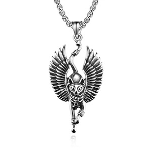 Collier Pendentif Déesse Chat Bastet Égyptienne Ancienne en Acier Inoxydable avec Ailes, Bijou Unisexe, Cadeau - Product Image 5