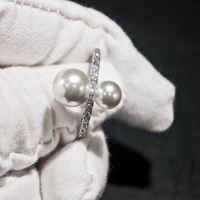 925 Sterling Silver Minimalist Simple Design 4A Perle D'eau Douce Demi-Éternité Anneau pour Femmes Fine Jewelry Anniversaire De Mariage