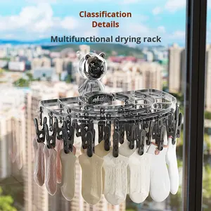 Séchoir à chaussettes en plastique pliable à ventouse murale pour intérieur/extérieur pour <span class=keywords><strong>baie</strong></span> <span class=keywords><strong>vitrée</strong></span> Salle de bain Maison Balcon - Product Image 4