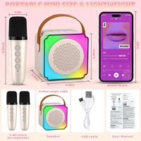 Enceinte Karaoké 5.3 pour Enfants, Étanche IPX4, 2 Micros Sans Fil, Logo Personnalisé, Lumières LED RGB pour Fêtes Numériques et Maison