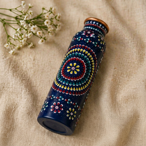 Meenakari Painted Pure Copper Water <b>Bottle</b> Handcrafted Leakproof Ayurvedic Health Benefits Sports <b>Flask</b> Luxury Mandala Print - Product Image 1