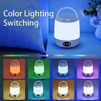 Lampe de table rechargeable télécommandée avec horloge, affichage du niveau de batterie, lumière de nuit LED à trois températures de couleur
