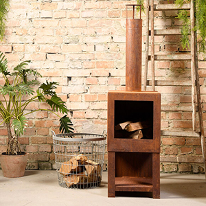 Nueva tendencia Premium Garden Burner Pizza Horno Rust Color Chimeneas al aire libre con almacenamiento de madera - Product Image 4