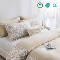 Parure de lit personnalisée en polyester 4 pièces : Housse de couette, drap plat, taies d'oreiller – Microfibre douce pour chambre, hôtel, maison – Tailles Queen, King, Twin – OEM