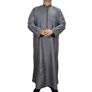 arabic burka source factory supply abaya men's solid colour robe zip Muslim clothing